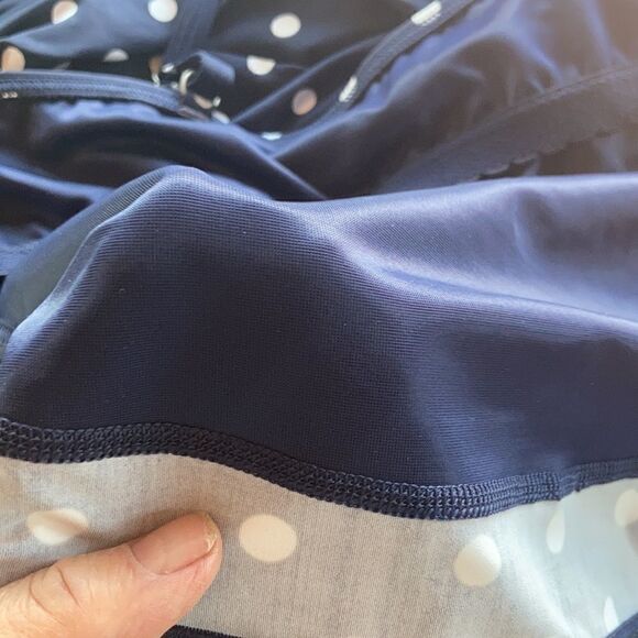 Lands End Plus Standard size wrap Tankini Tummy Control navy white polkadot Var - Picture 9 of 15